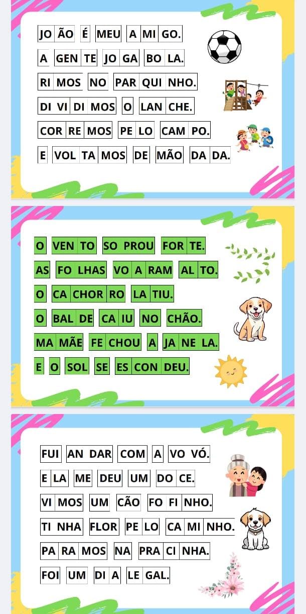 Exemplo de atividade de leitura pronta para imprimir